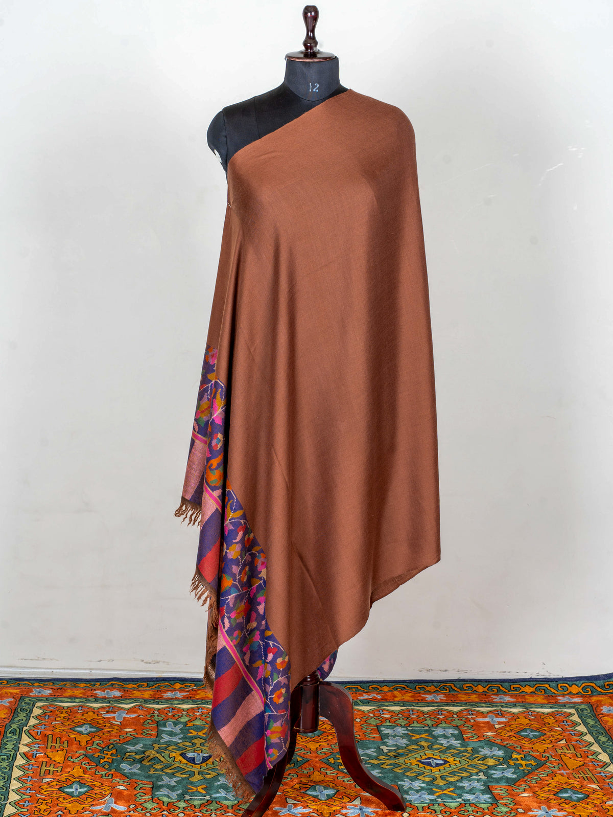 Cocoa Bloom Pure Pashmina Hand Woven Kani Shawl