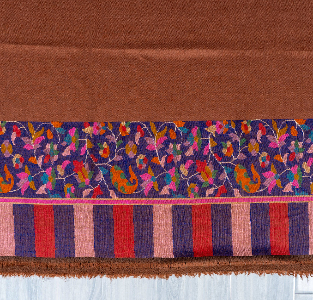 Cocoa Bloom Pure Pashmina Hand Woven Kani Shawl