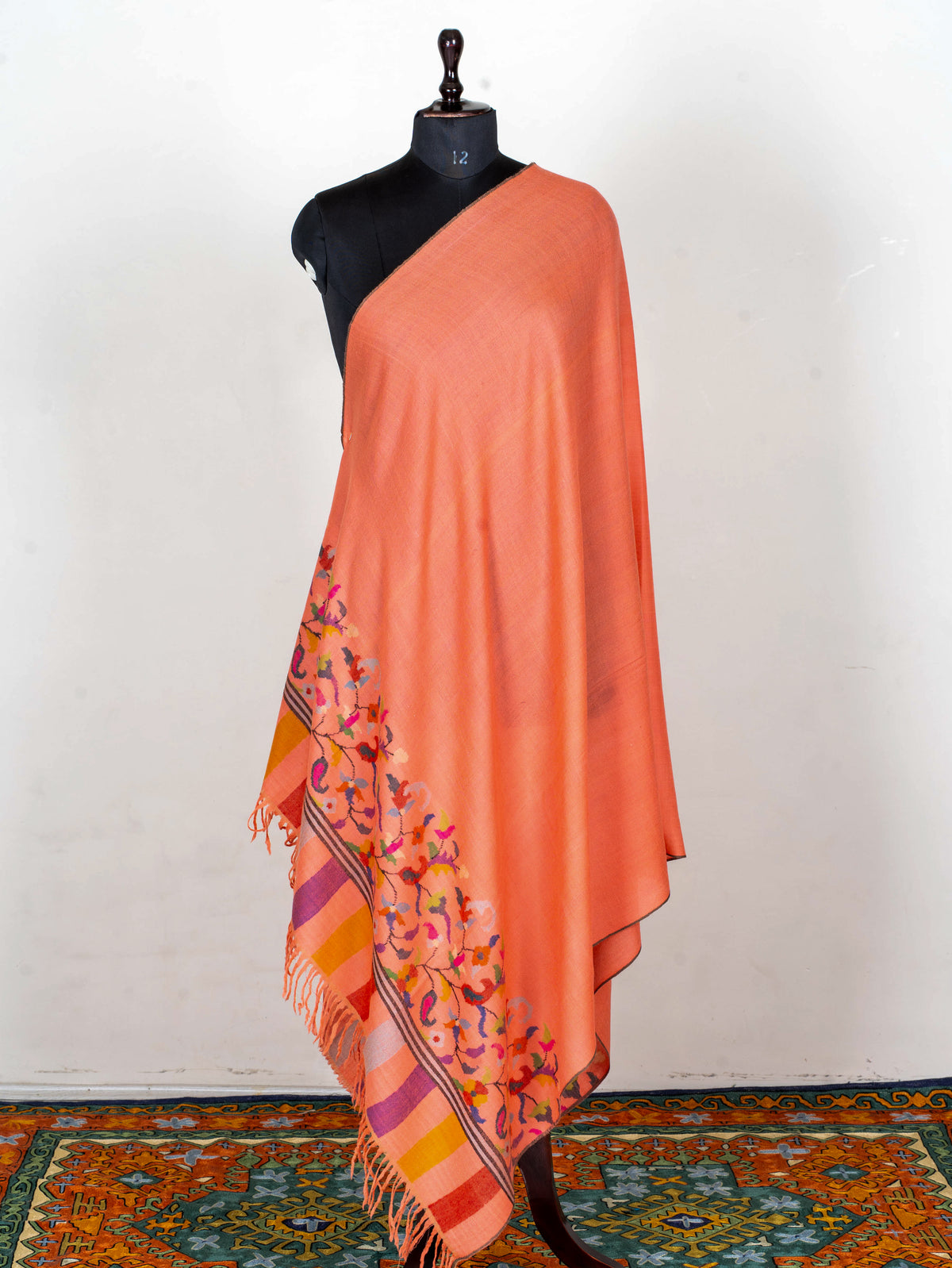 Coral Garden Hand Woven Kani Pure Pashmina Shawl