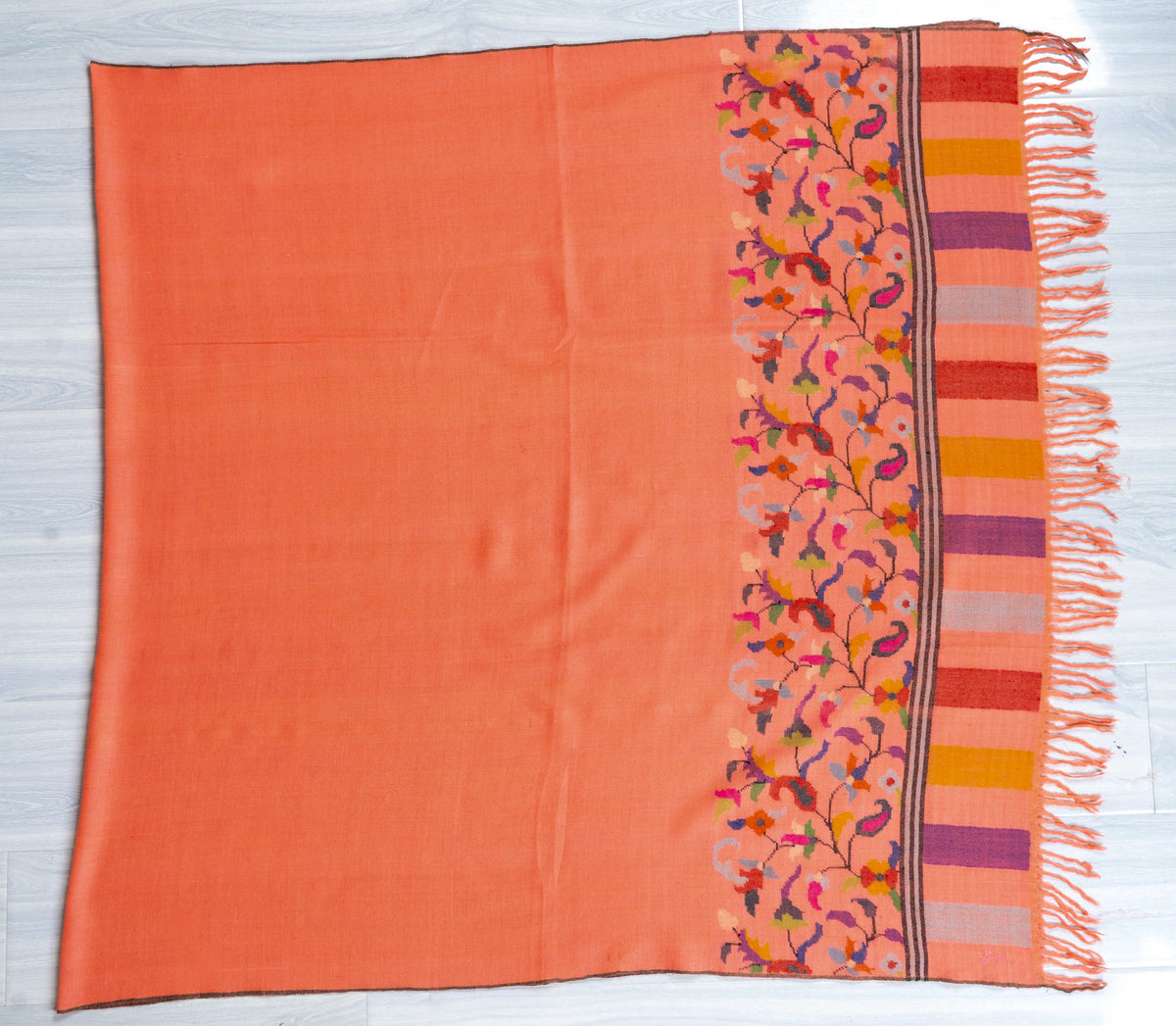 Coral Garden Hand Woven Kani Pure Pashmina Shawl
