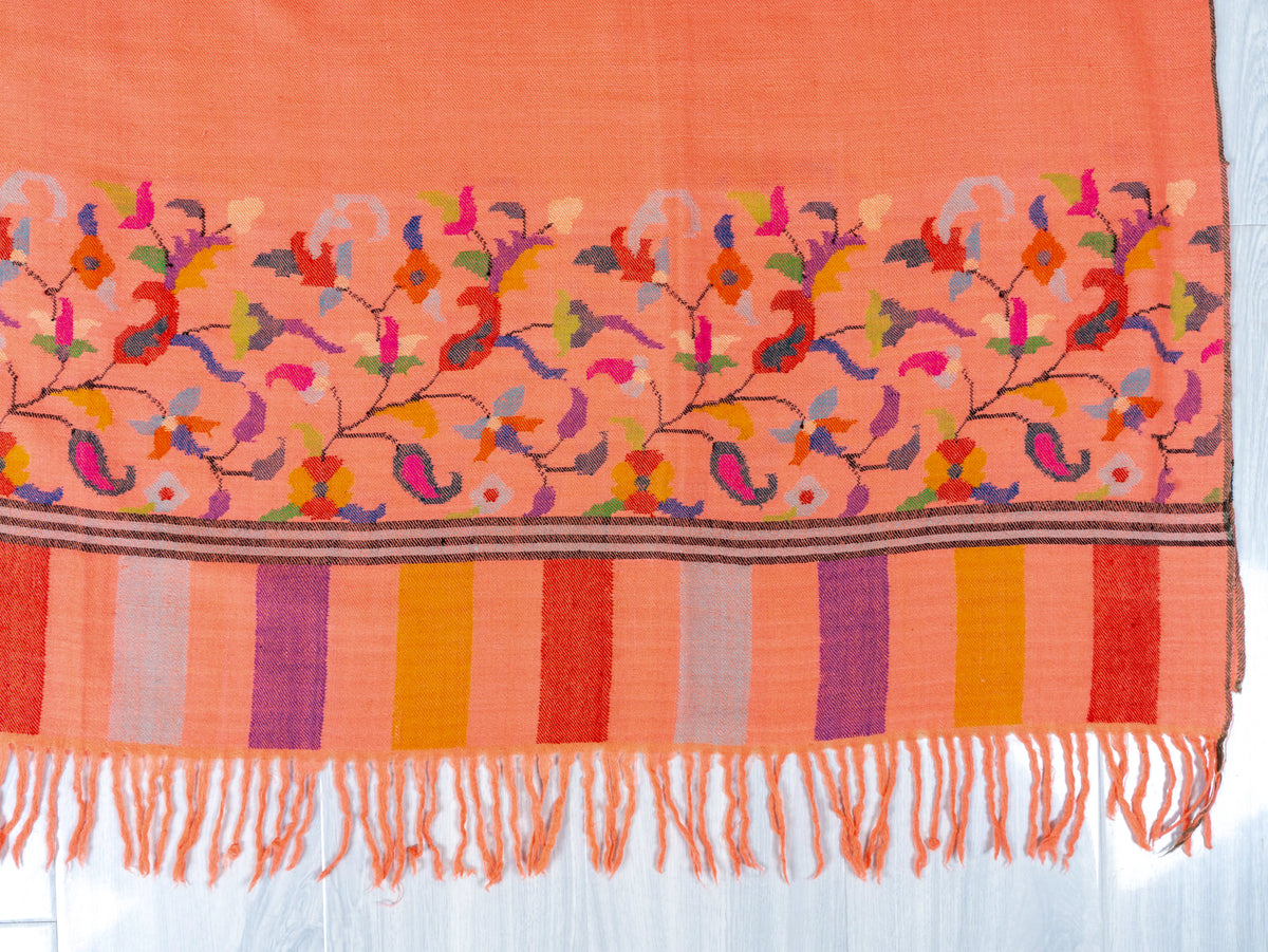 Coral Garden Hand Woven Kani Pure Pashmina Shawl