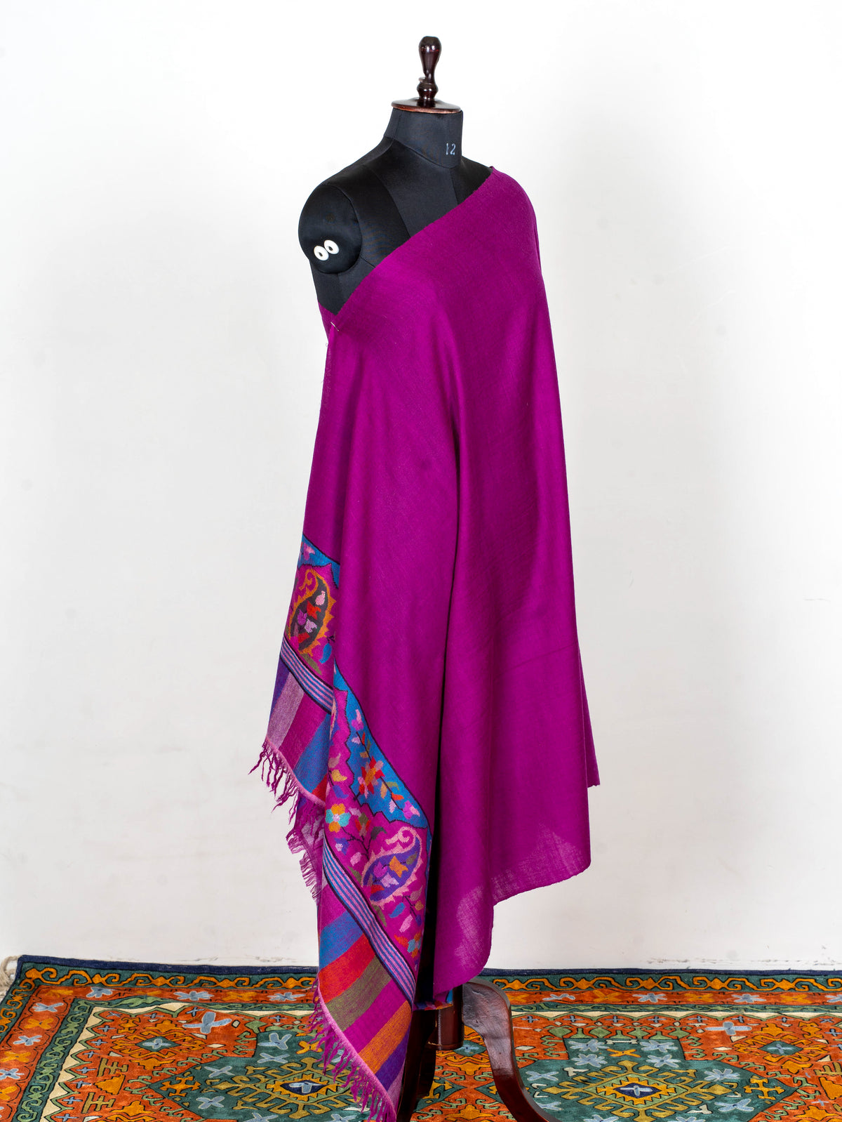 Jewel Magenta Pure Pashmina Hand Woven Kani Shawl
