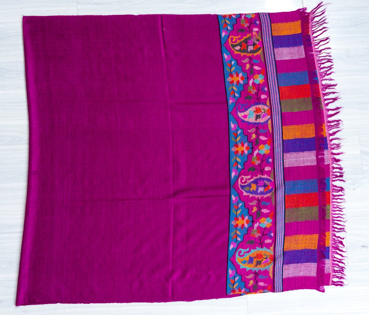 Jewel Magenta Pure Pashmina Hand Woven Kani Shawl