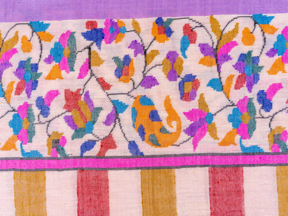 Lilac Meadow Hand Woven Kani Pure Pashmina Shawl