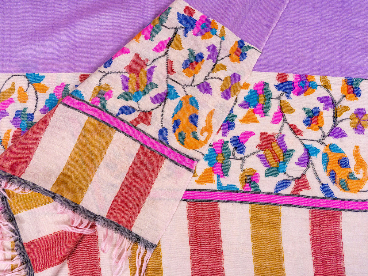 Lilac Meadow Hand Woven Kani Pure Pashmina Shawl