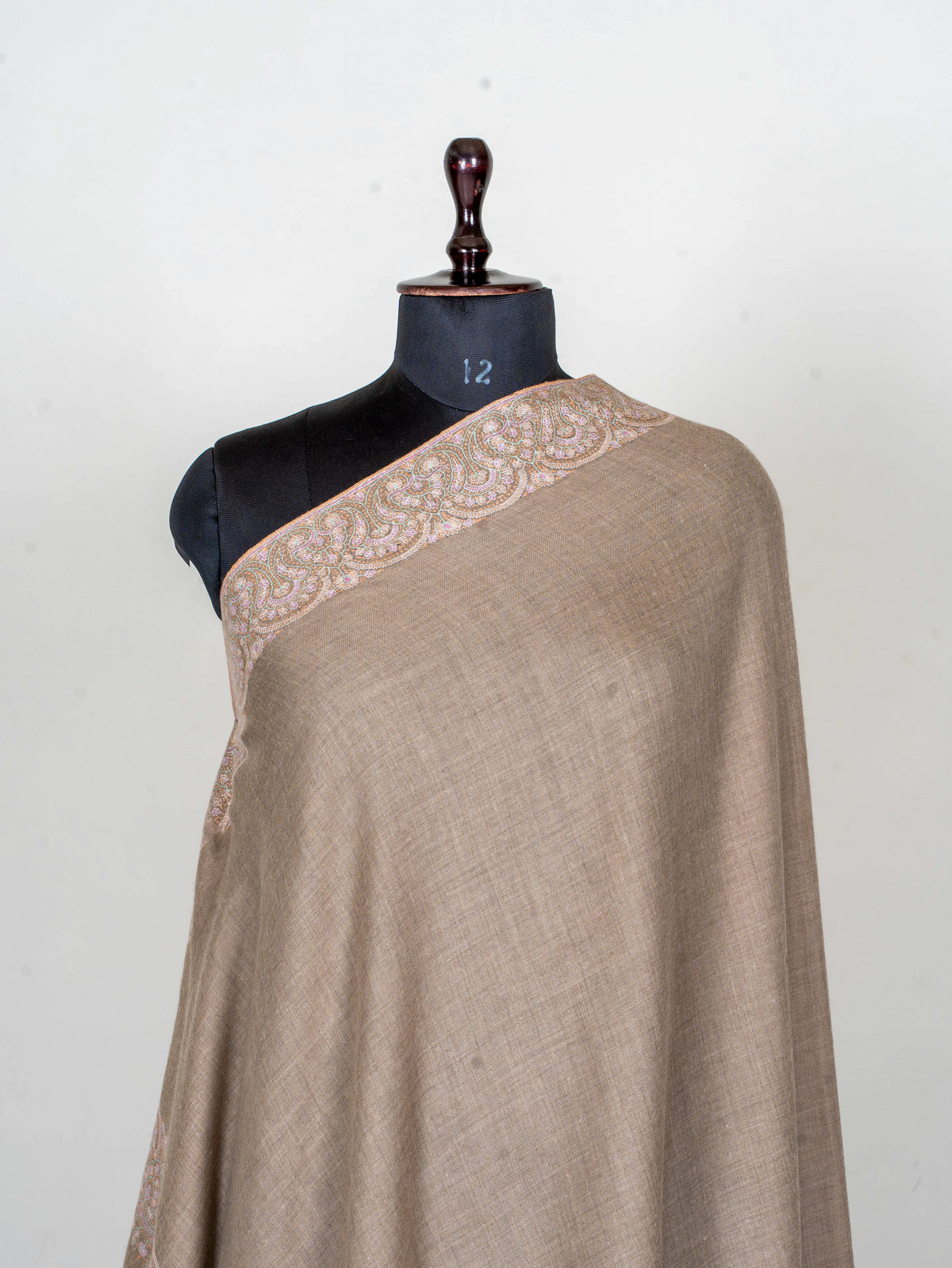 Soft Paisley Edge Pure Pashmina Sozni Hand Embroidered Shawl
