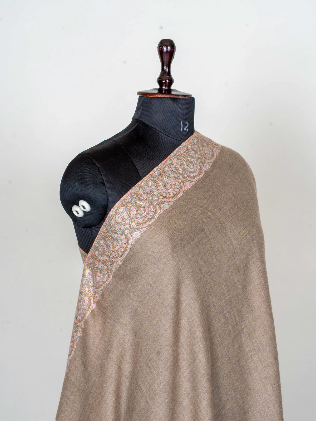Soft Paisley Edge Pure Pashmina Sozni Hand Embroidered Shawl