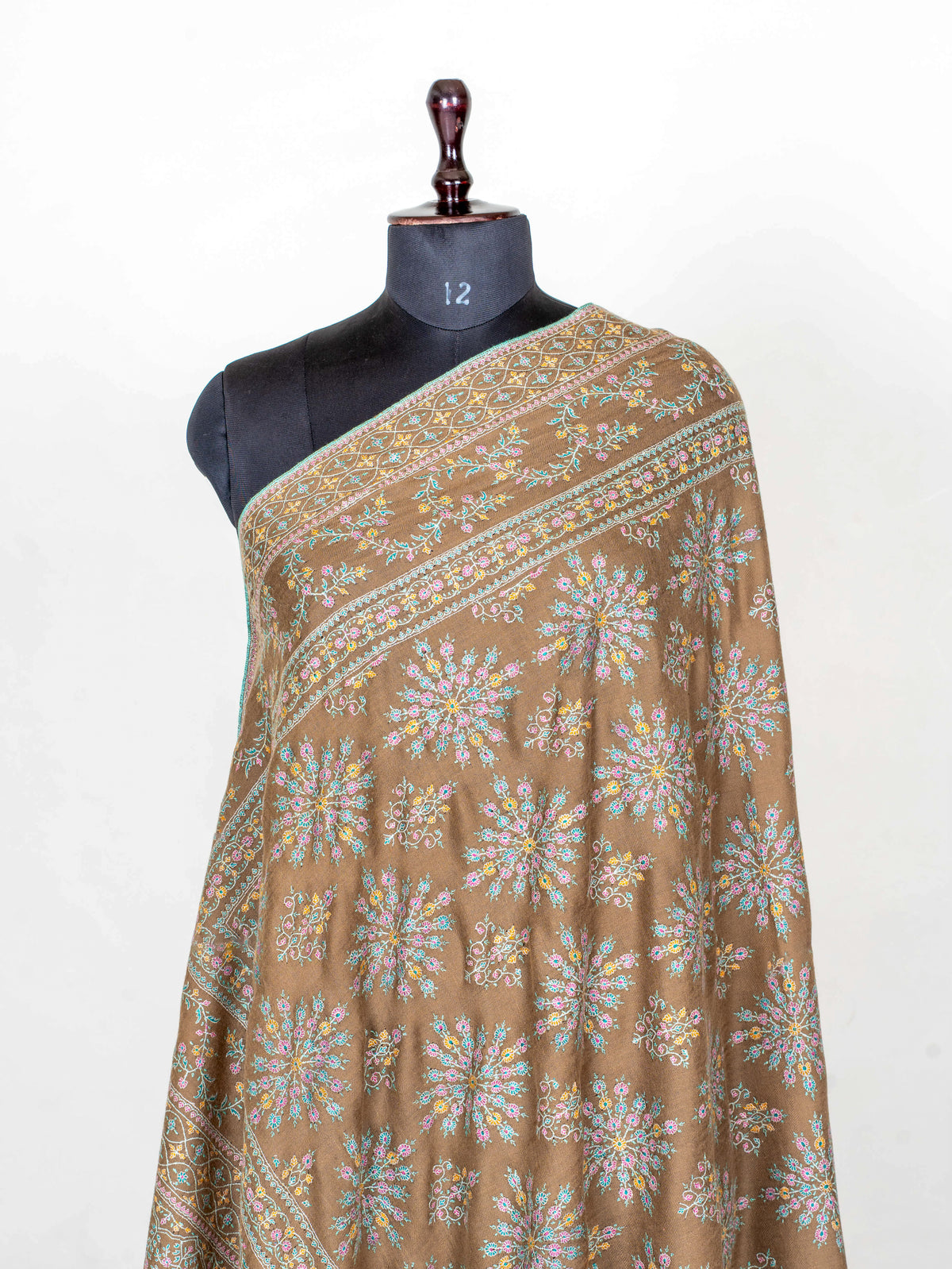 Antique Meadow Pure Pashmina Hand Embroidered Sozni Shawl