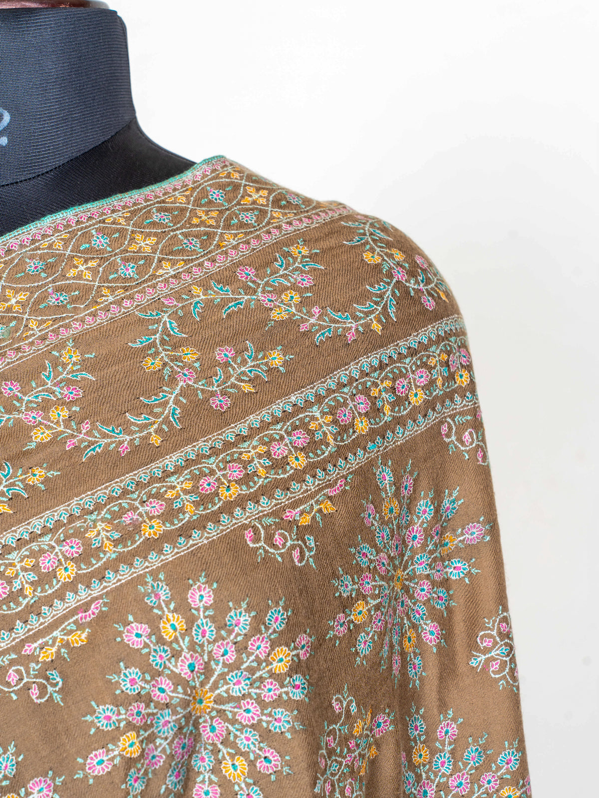 Antique Meadow Pure Pashmina Hand Embroidered Sozni Shawl