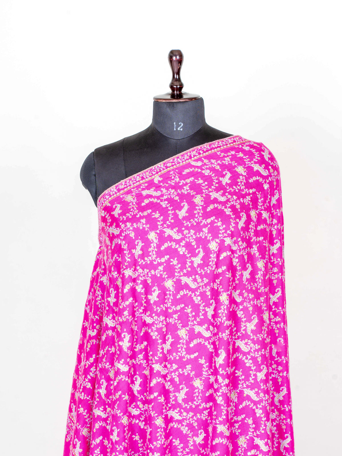 Fuchsia Vine Pure Pashmina Sozni Hand Embroidered Shawl