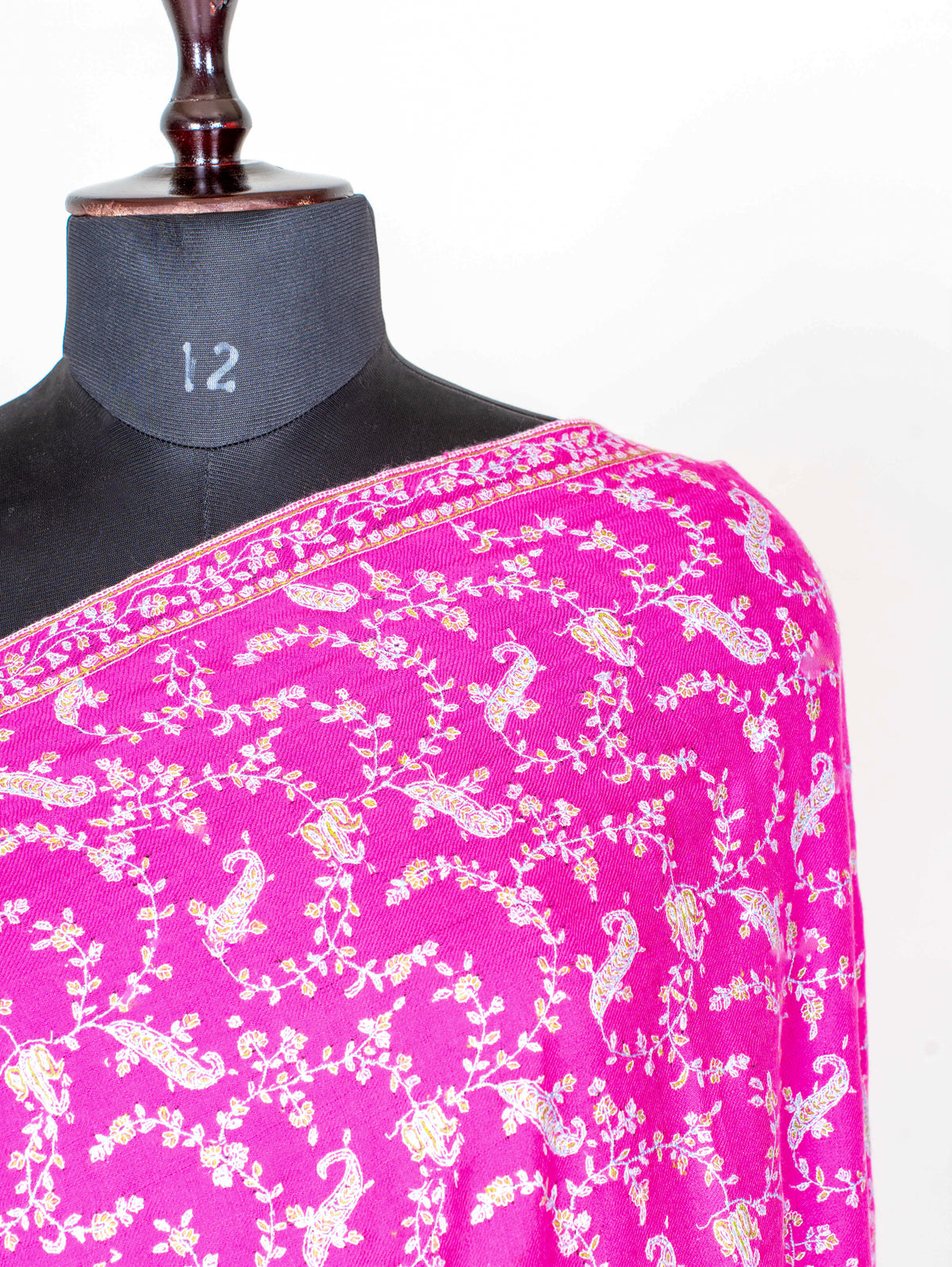 Fuchsia Vine Pure Pashmina Sozni Hand Embroidered Shawl