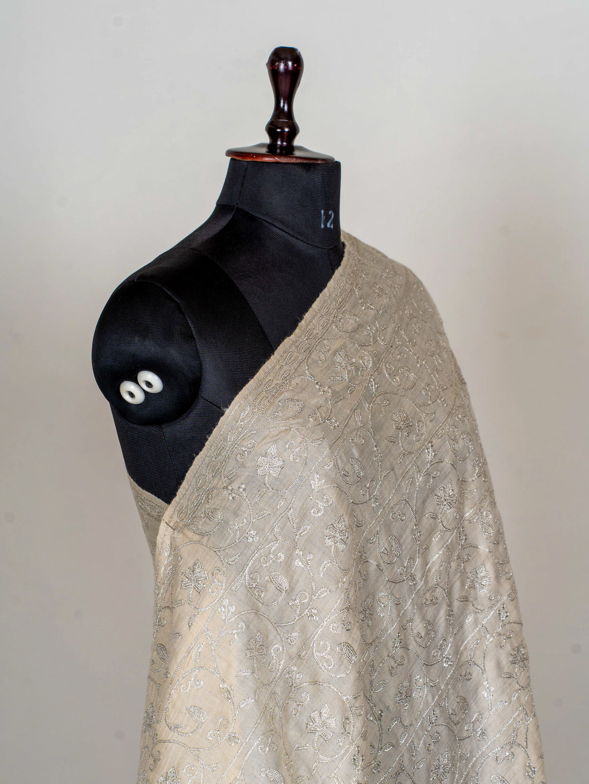 Silver Vine Pure Pashmina Tilla Hand Embroidered Shawl