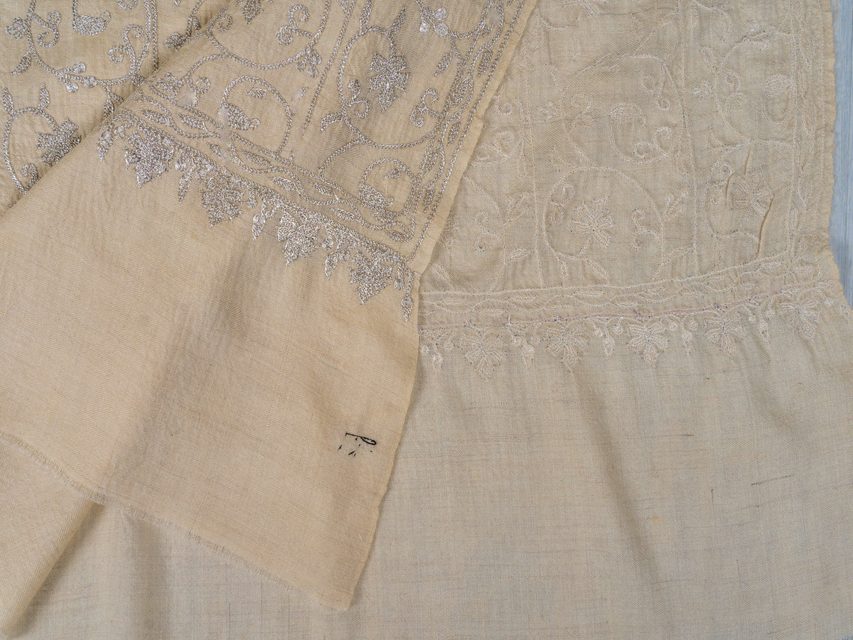 Silver Vine Pure Pashmina Tilla Hand Embroidered Shawl