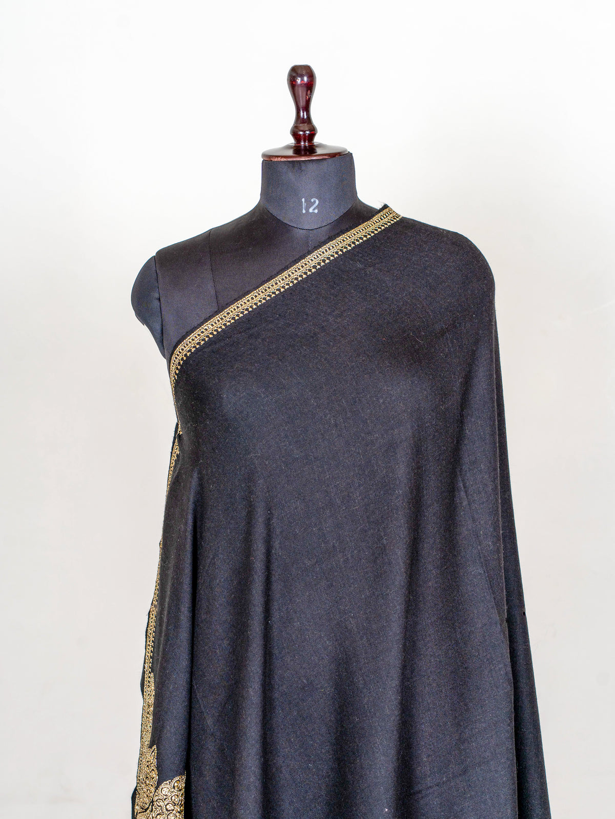 Noir Gold Pure Pashmina Tilla Hand Embroidered Shawl