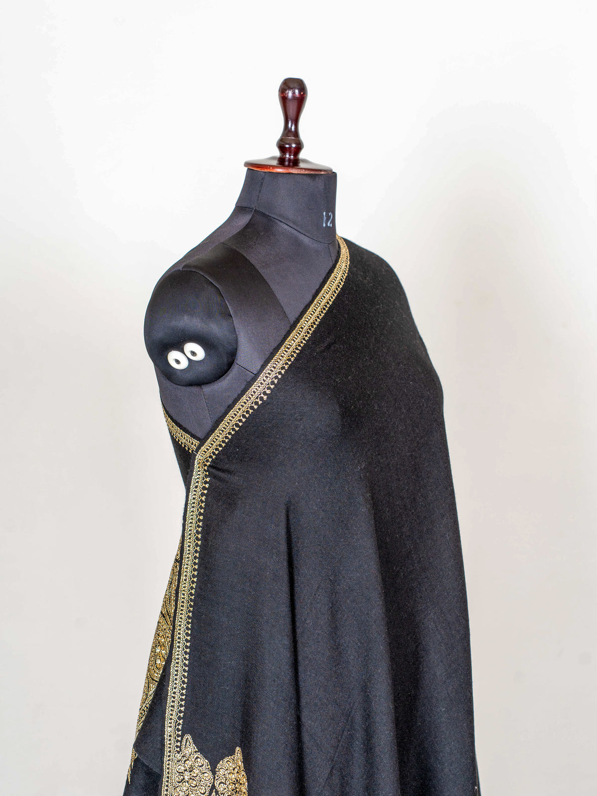 Noir Gold Pure Pashmina Tilla Hand Embroidered Shawl