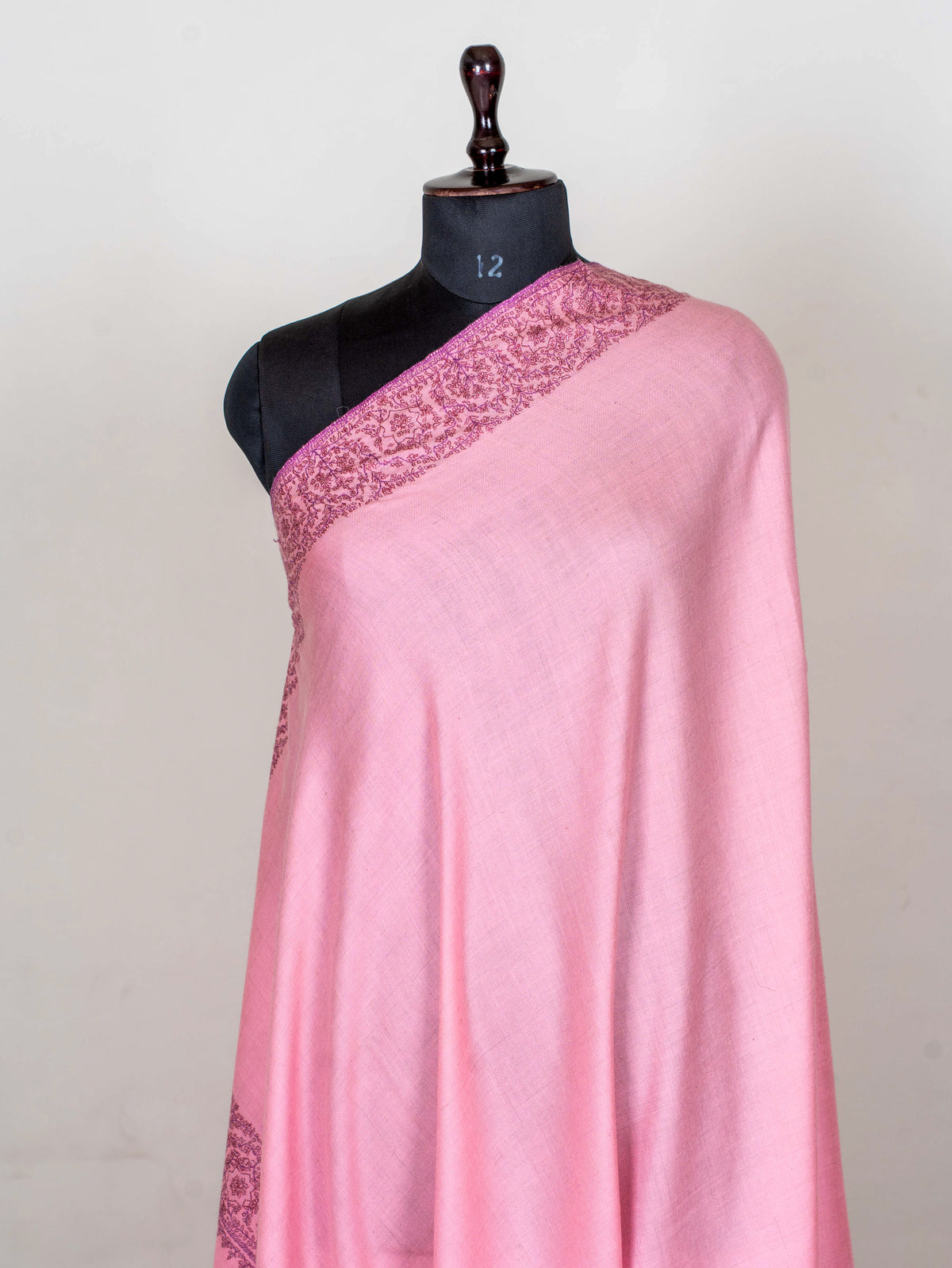 Rose Mist Pure Pashmina Hand Embroidered Sozni Shawl