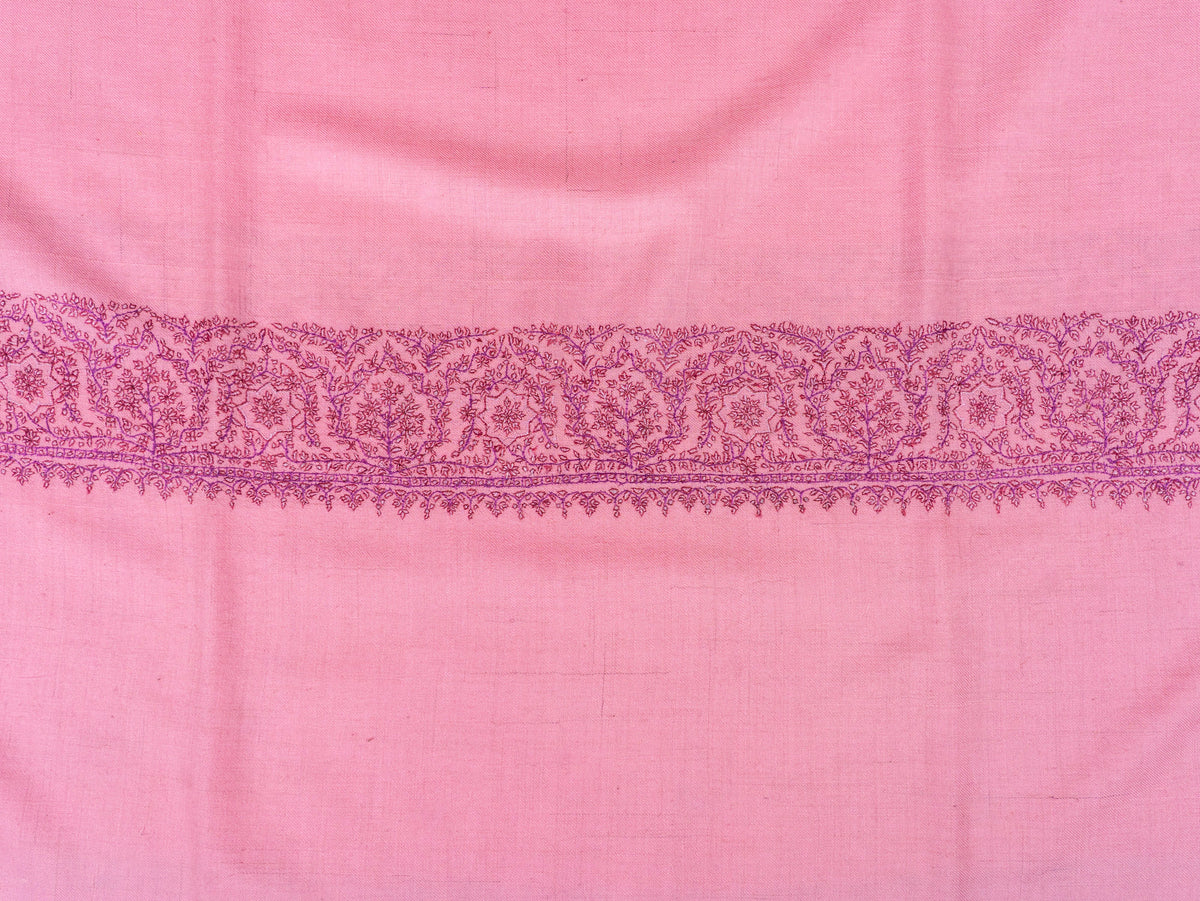 Rose Mist Pure Pashmina Hand Embroidered Sozni Shawl
