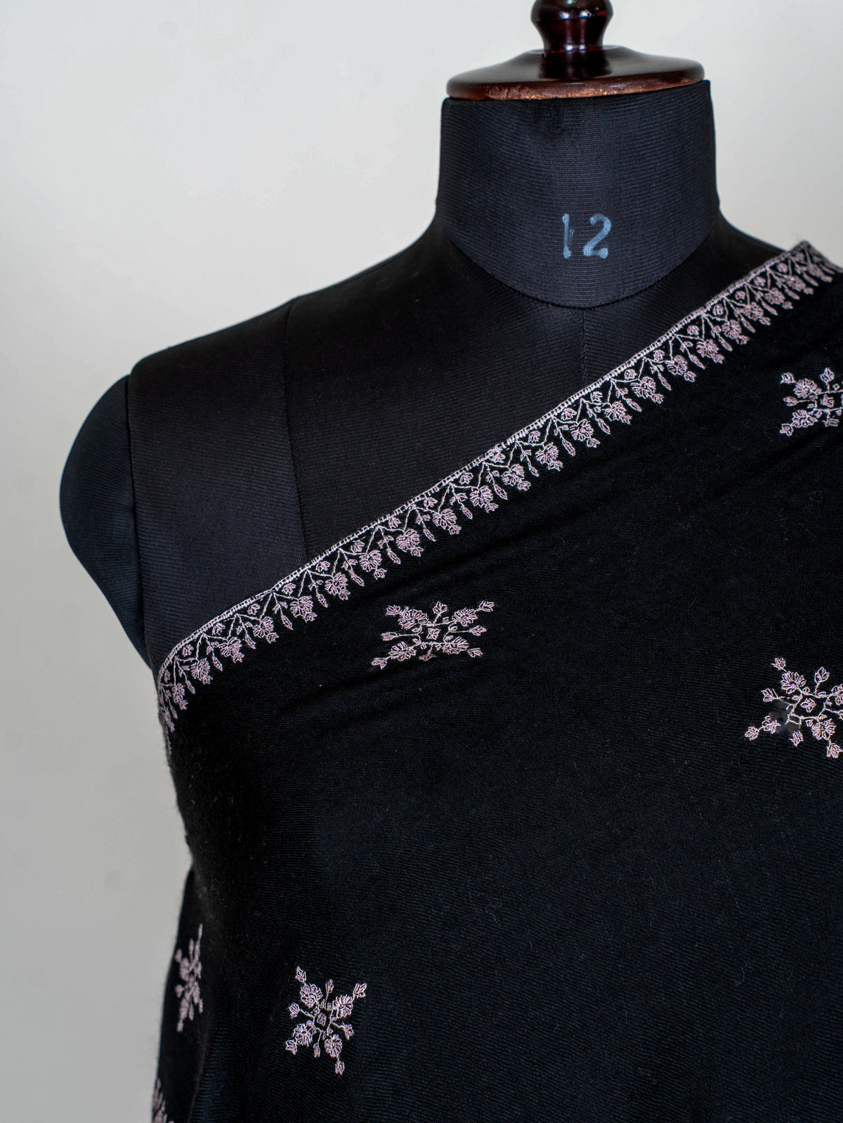 Noir Paisley Pure Pashmina Sozni Hand Embroidered Shawl