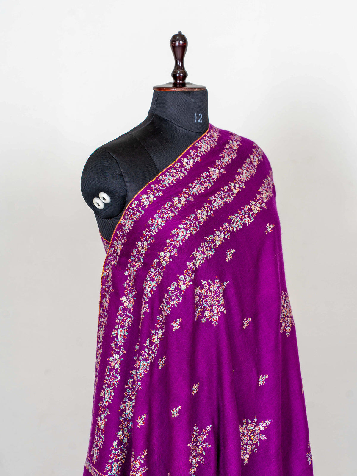 Amethyst Garland Pure Pashmina Sozni Hand Embroidered Shawl