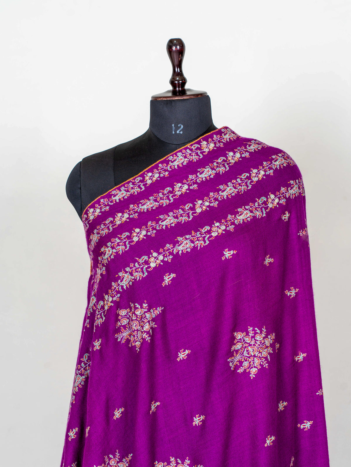 Amethyst Garland Pure Pashmina Sozni Hand Embroidered Shawl