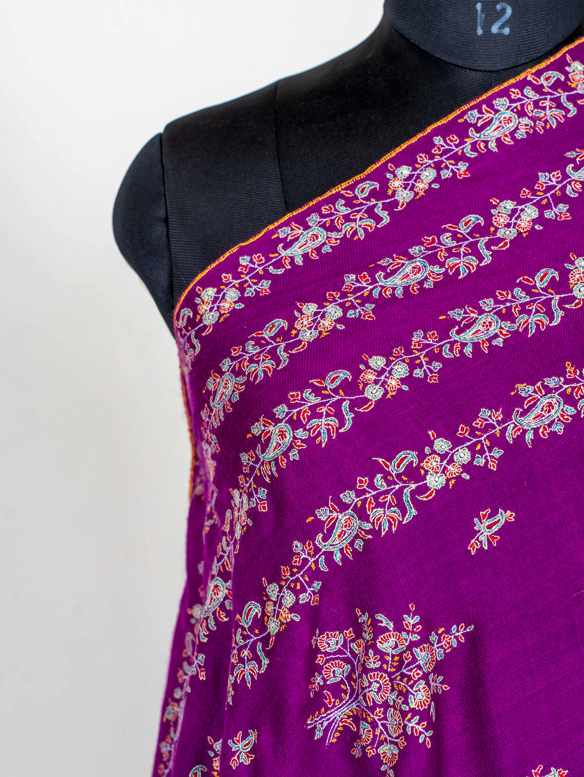 Amethyst Garland Pure Pashmina Sozni Hand Embroidered Shawl