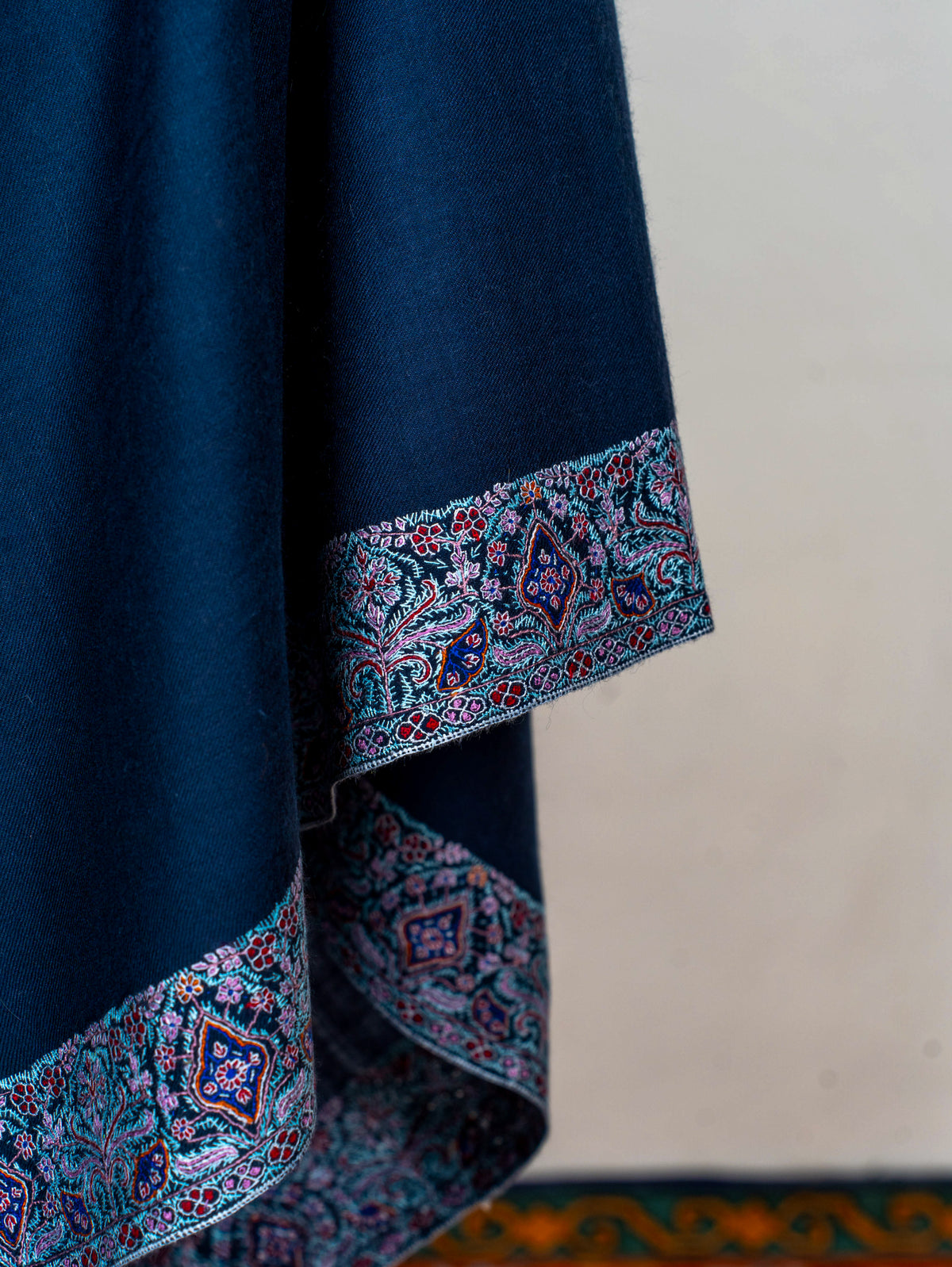 Midnight Mosaic Pure Pashmina Hand Embroidered Sozni Shawl