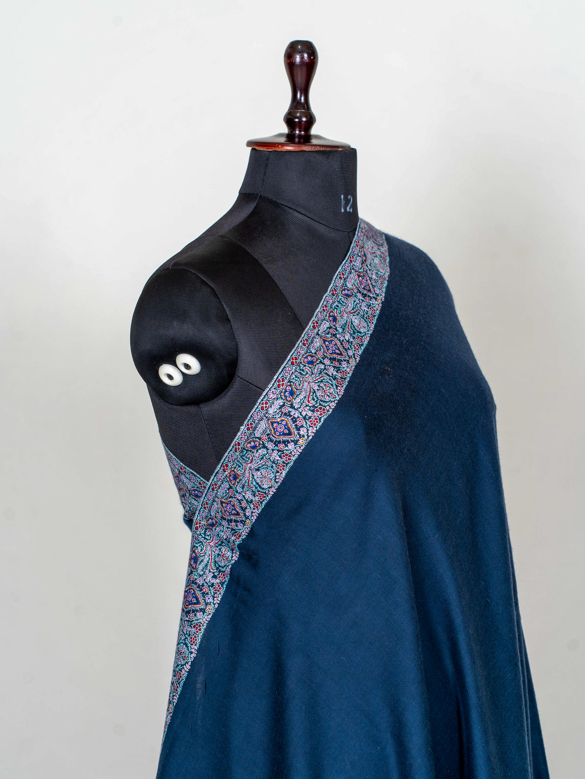 Midnight Mosaic Pure Pashmina Hand Embroidered Sozni Shawl