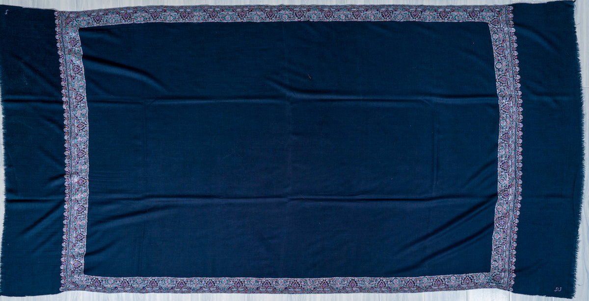 Midnight Mosaic Pure Pashmina Hand Embroidered Sozni Shawl