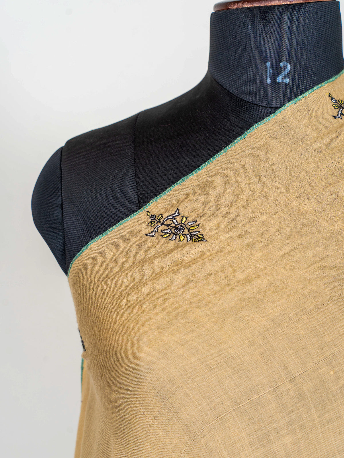 Sandstone Bloom Pure Pashmina Sozni Hand Embroidered Shawl