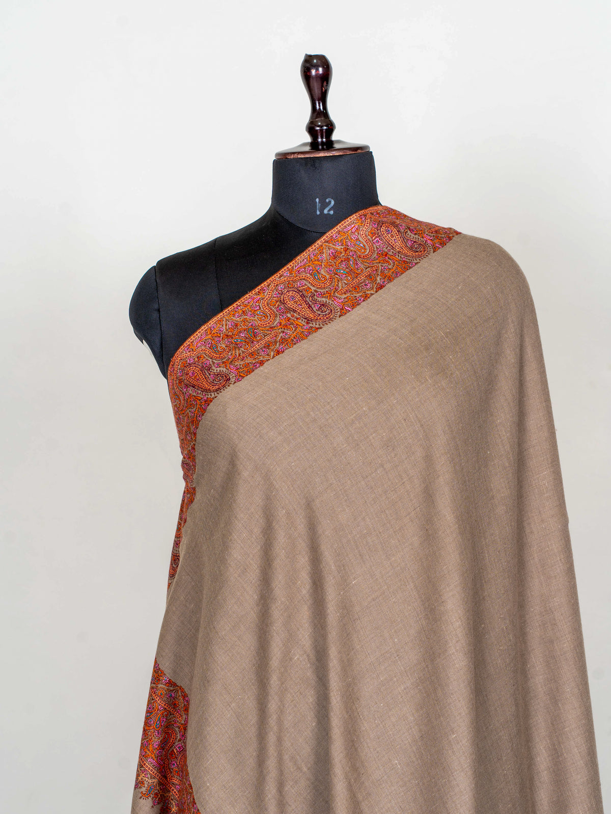 Ember Border Pure Pashmina Sozni Hand Embroidered Shawl