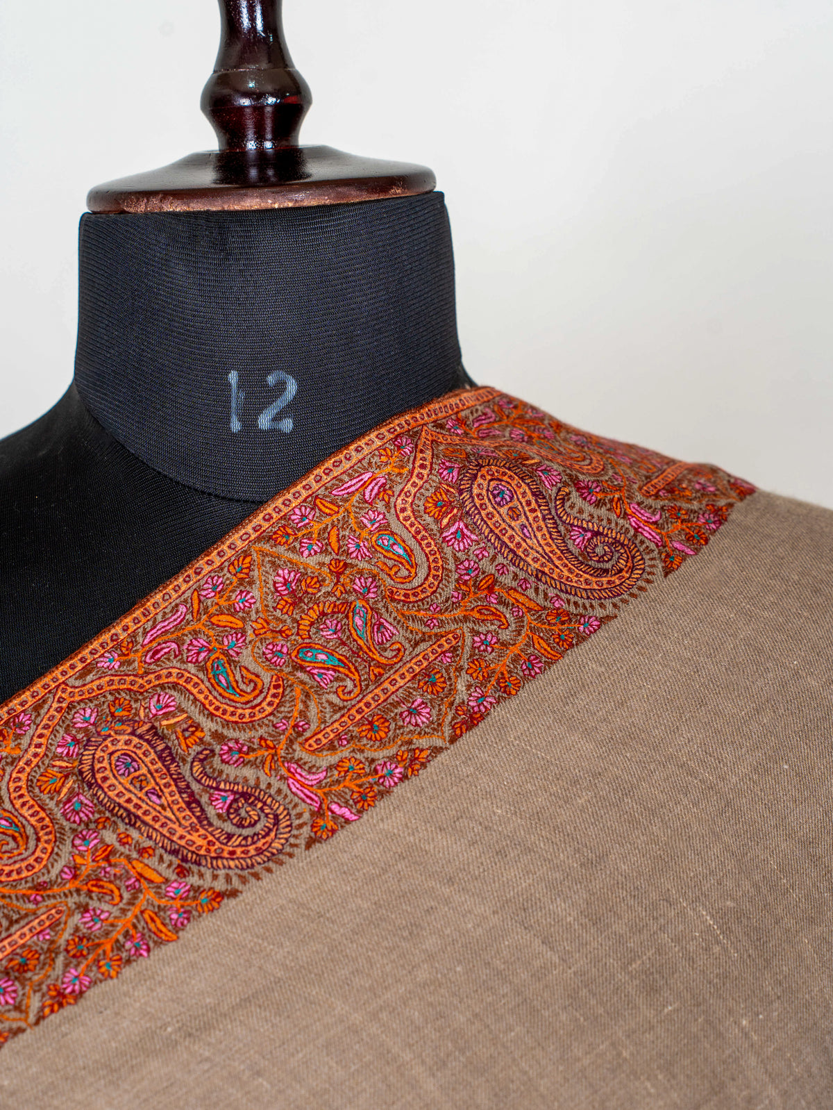 Ember Border Pure Pashmina Sozni Hand Embroidered Shawl