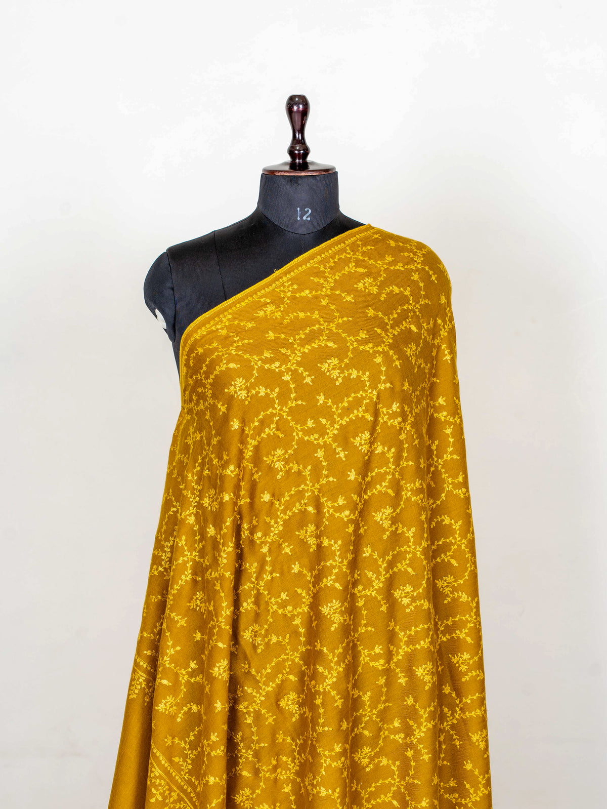 Mustard Vine Pure Pashmina Hand Embroidered Sozni Shawl
