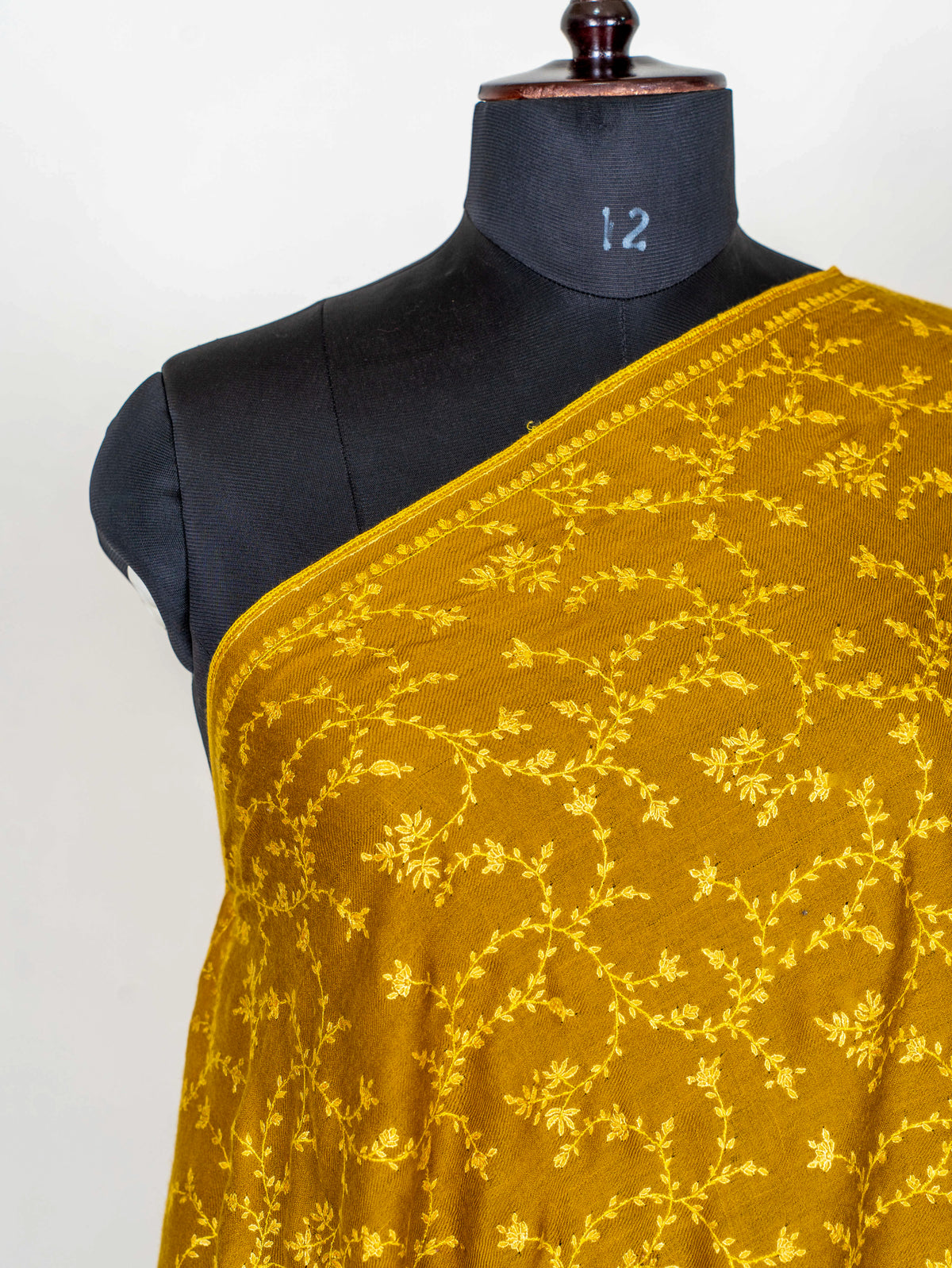 Mustard Vine Pure Pashmina Hand Embroidered Sozni Shawl