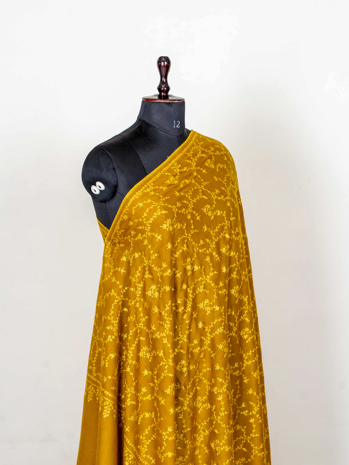 Mustard Vine Pure Pashmina Hand Embroidered Sozni Shawl