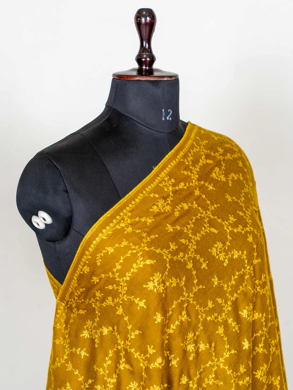 Mustard Vine Pure Pashmina Hand Embroidered Sozni Shawl