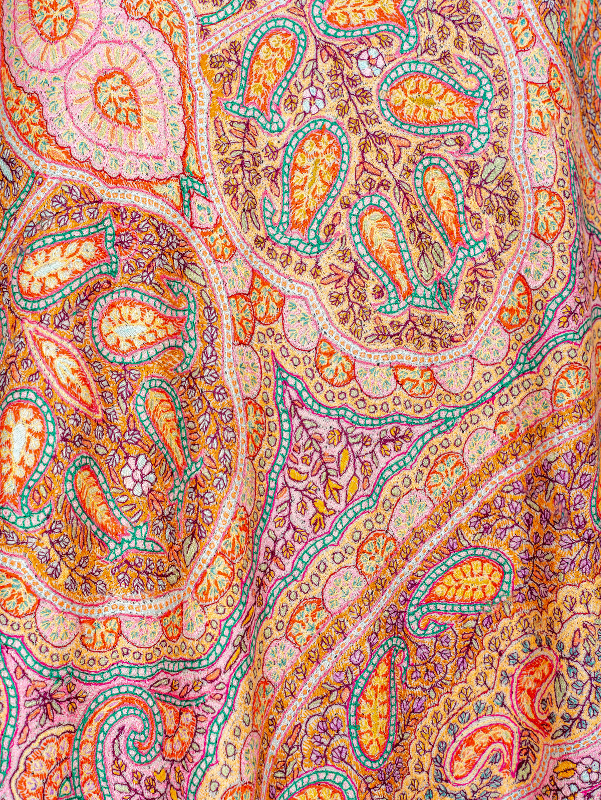 3 yards Heritage Paisley Pure Pashmina Hand Embroidered Sozni Shawl