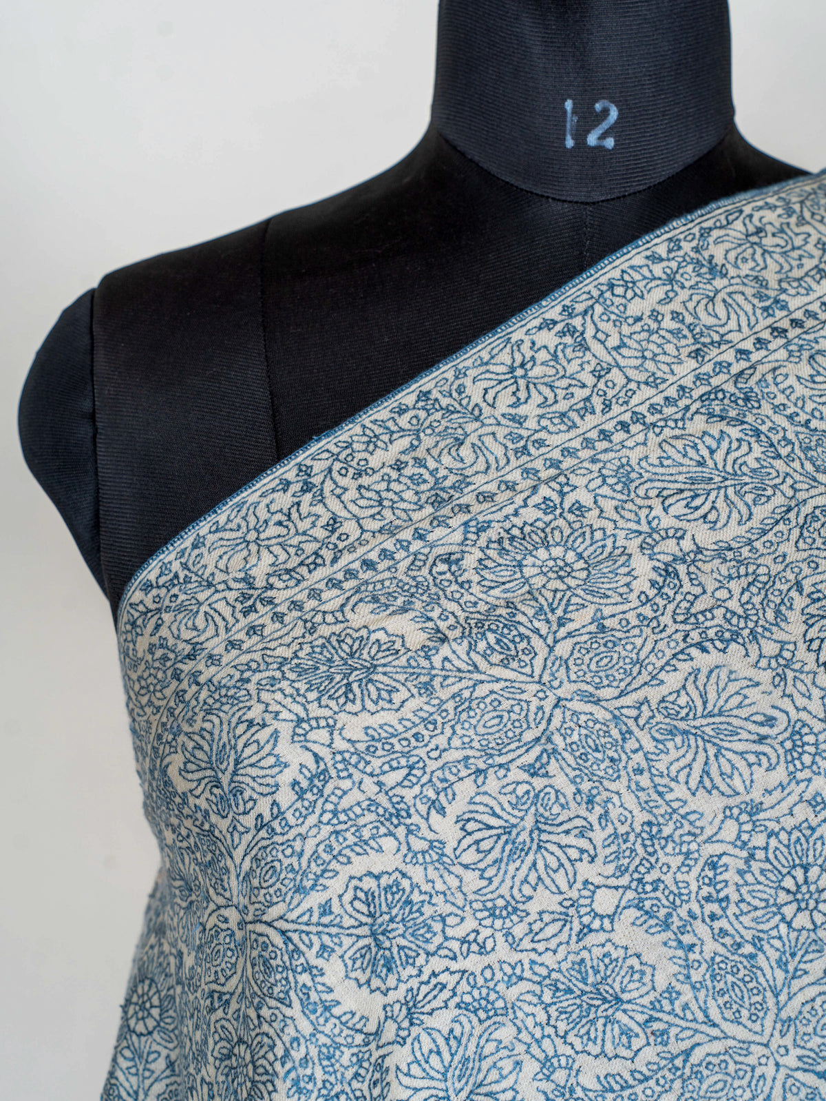 Blue Porcelain Pure Pashmina Sozni Hand Embroidered Shawl