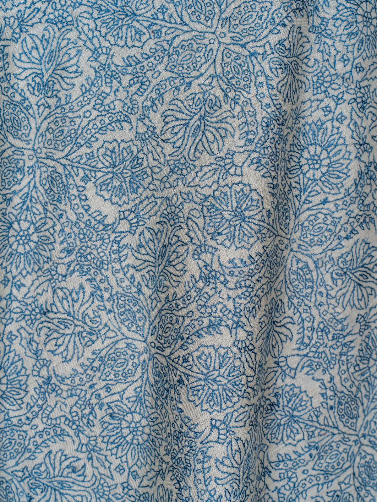 Blue Porcelain Pure Pashmina Sozni Hand Embroidered Shawl