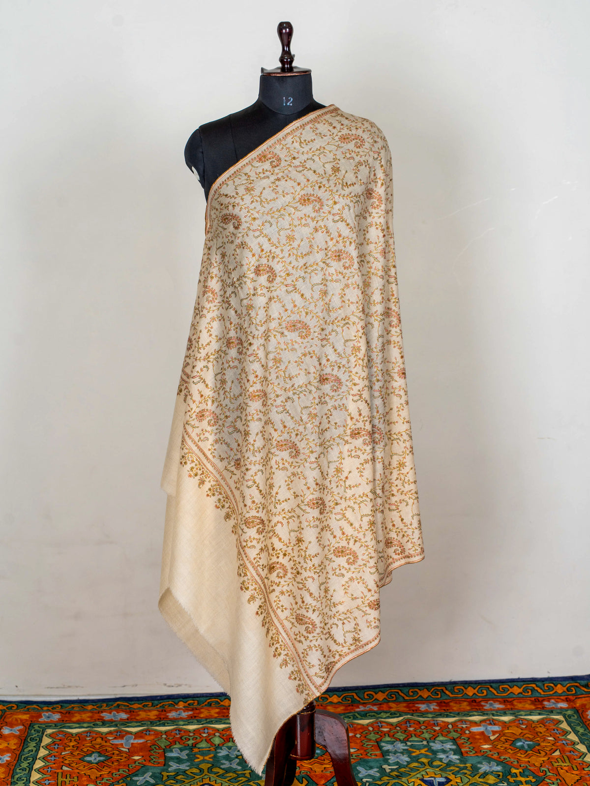 Pure Pashmina Shawl Embroidered with Pure Silk Threads