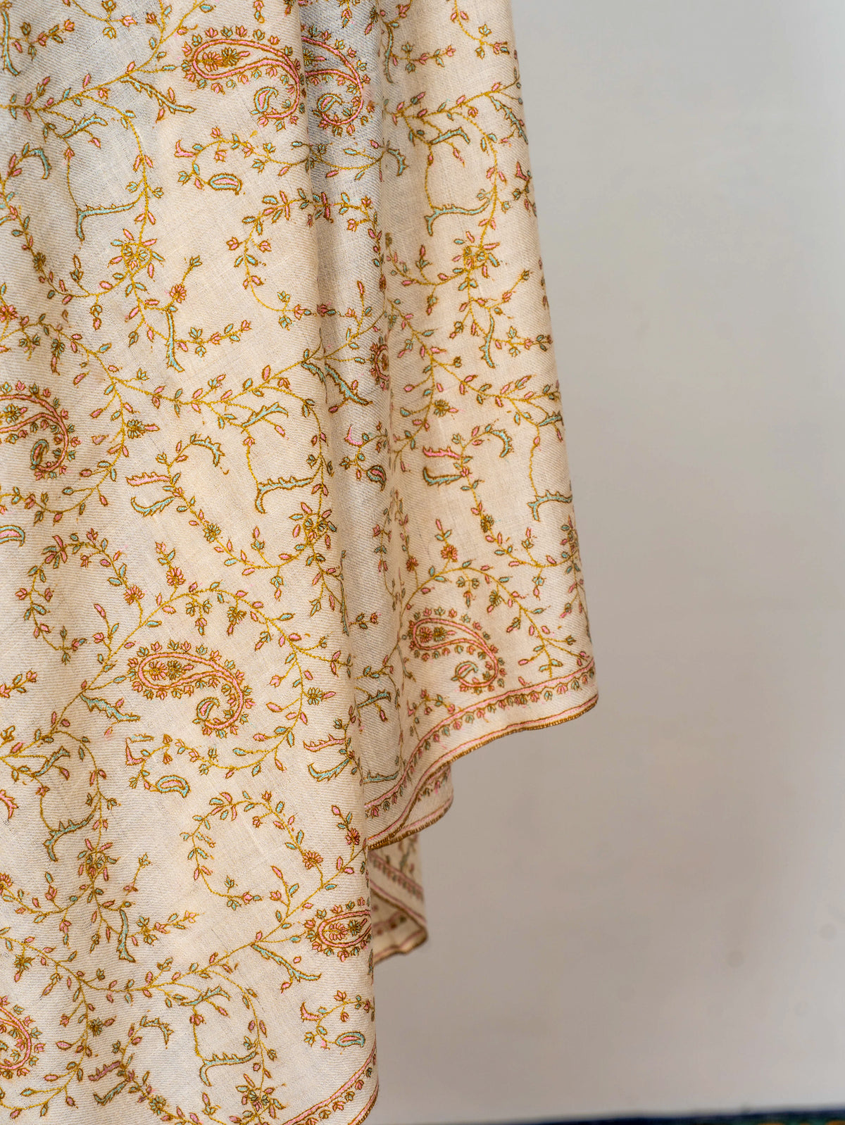 Pure Pashmina Shawl Embroidered with Pure Silk Threads