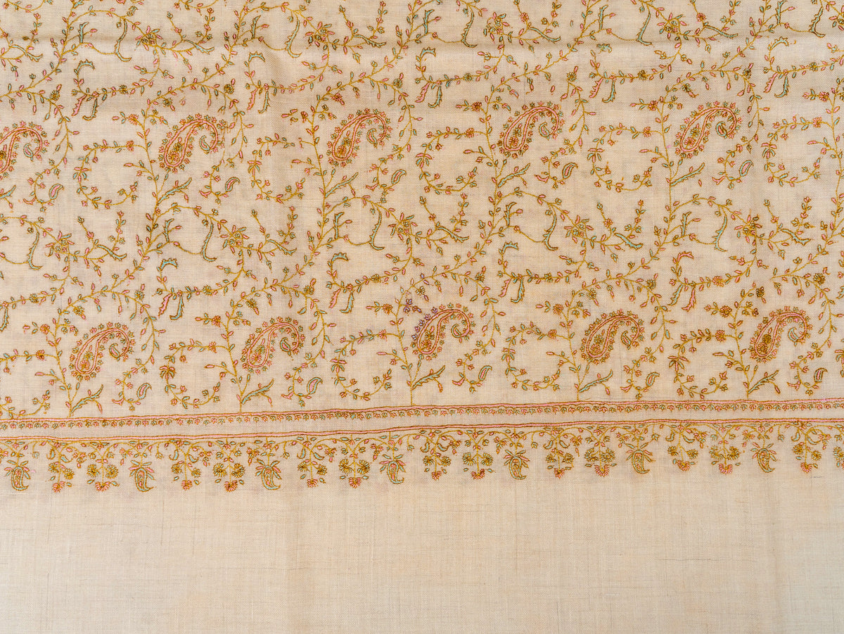 Pure Pashmina Shawl Embroidered with Pure Silk Threads
