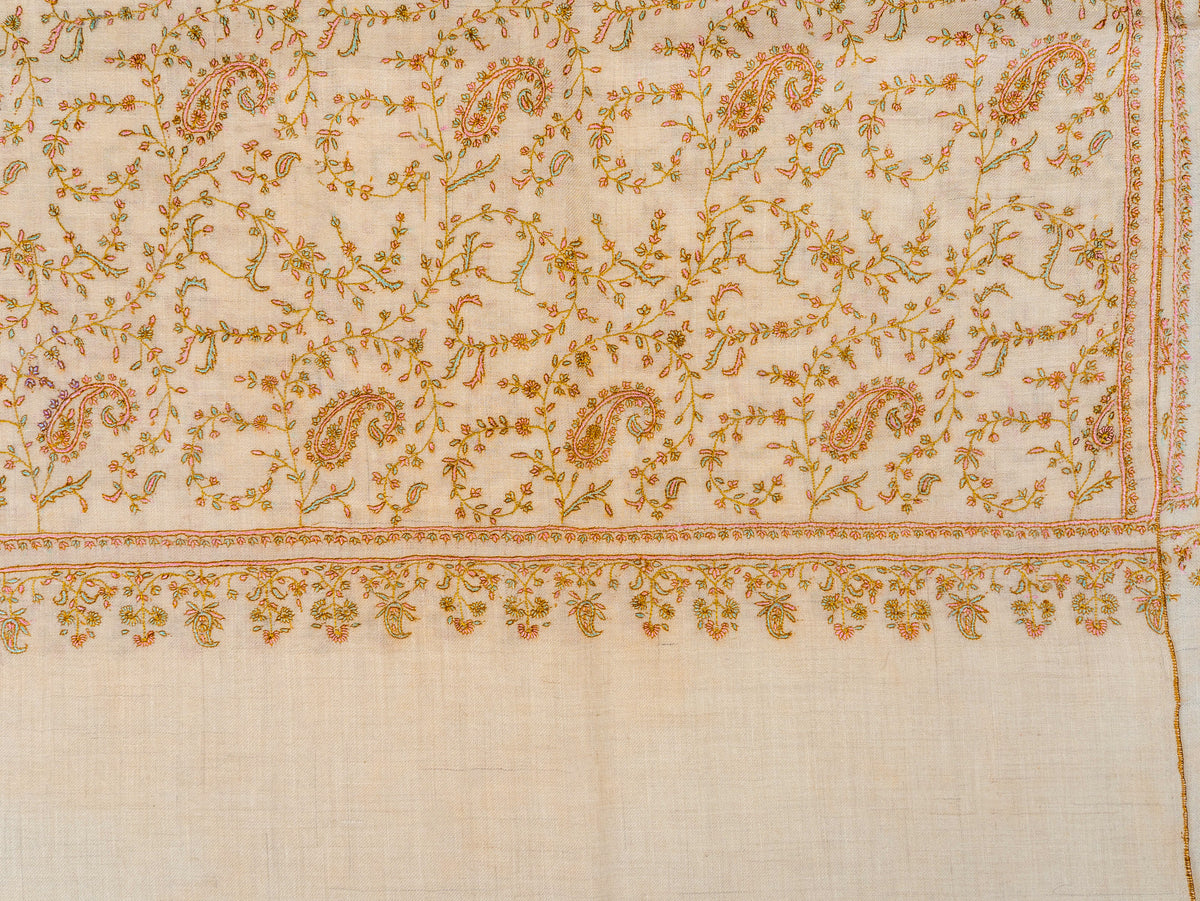 Pure Pashmina Shawl Embroidered with Pure Silk Threads