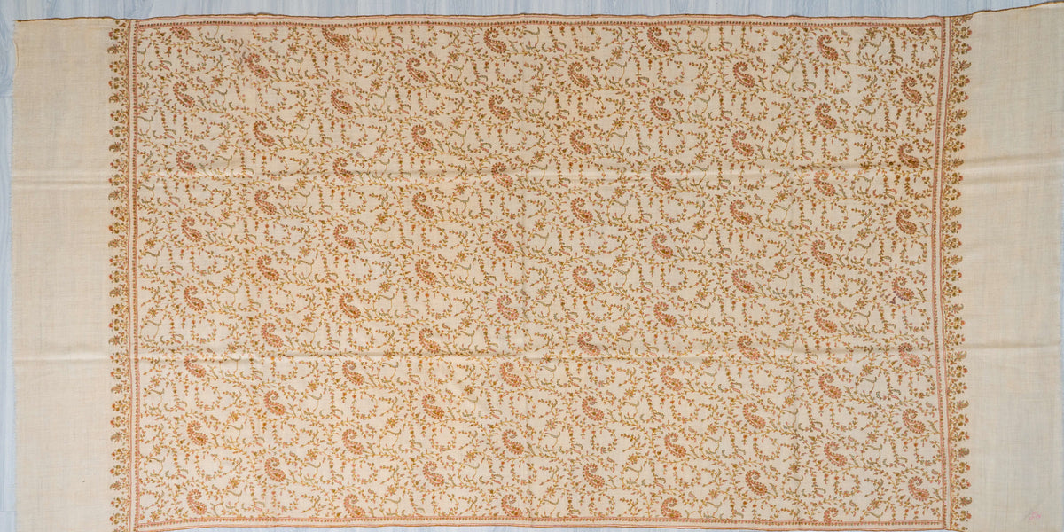 Pure Pashmina Shawl Embroidered with Pure Silk Threads