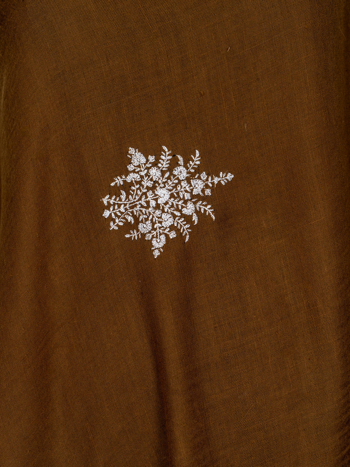 Walnut Paisley Pure Pashmina Hand Embroidered Sozni Shawl