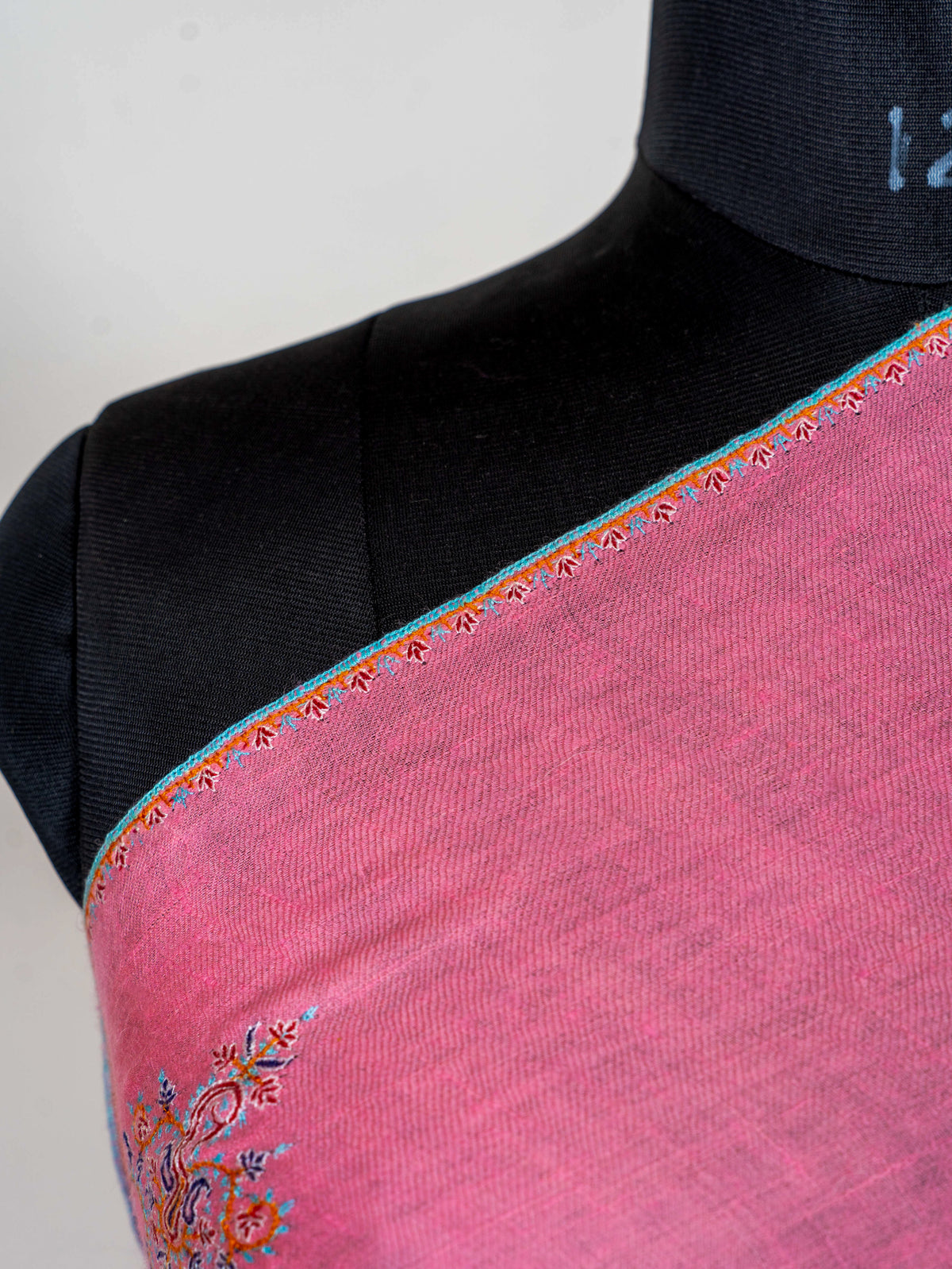 Rose Petal Pure Pashmina Hand Embroidered Sozni Shawl