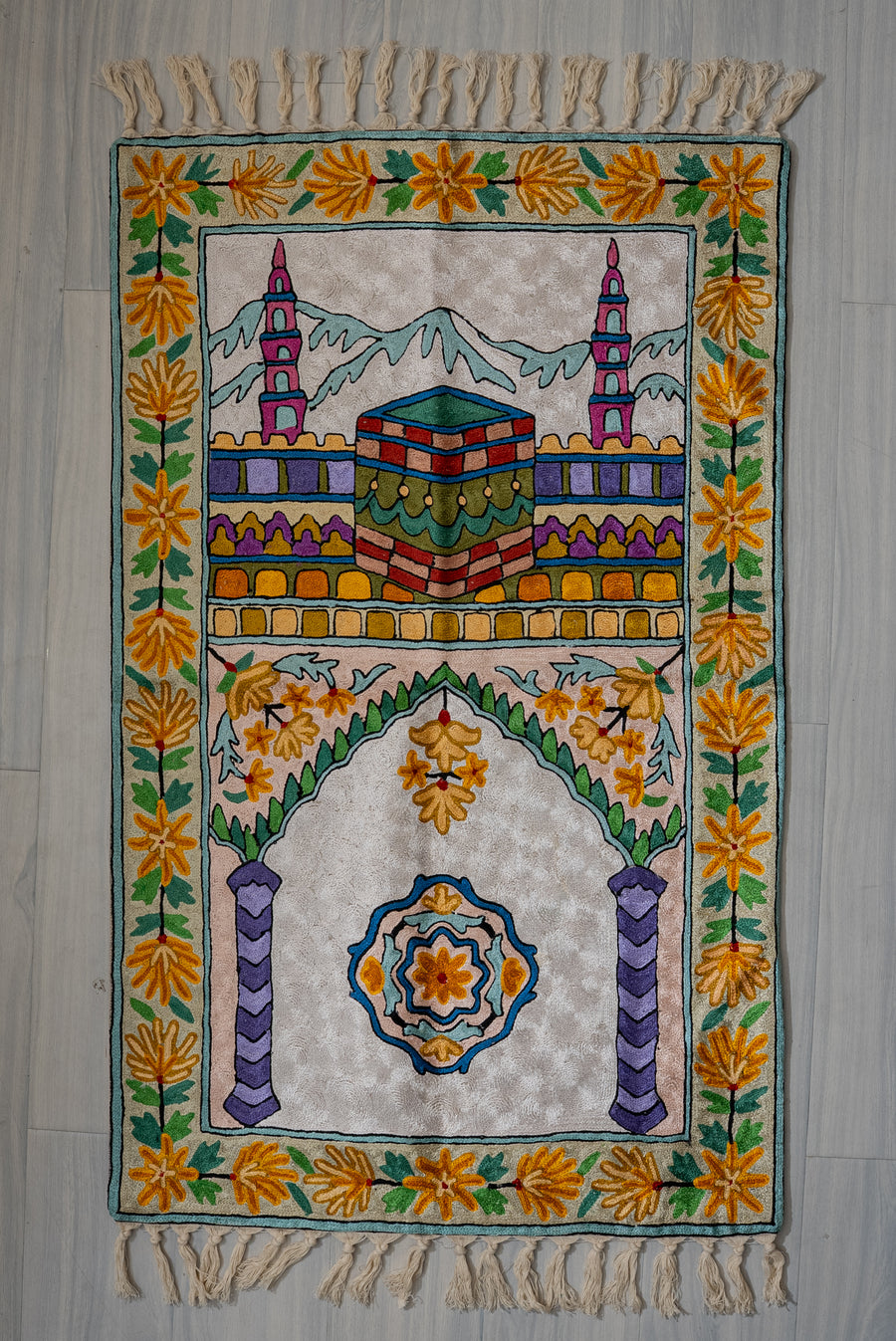 Sanctuary of Unity: Hand Embroidered Jainimaz (Prayer Mat)