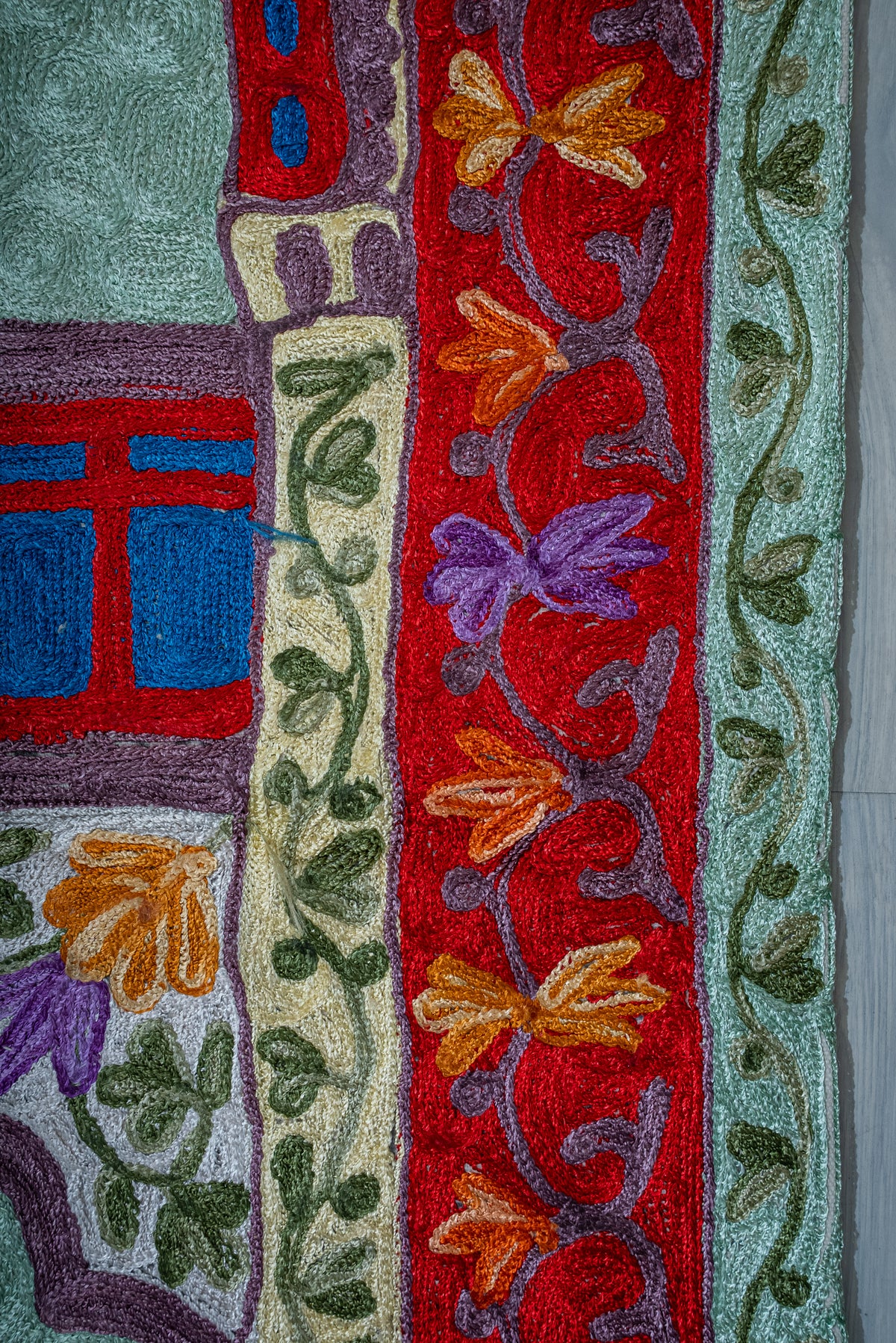 Crimson Arch Sanctuary: Hand Embroidered Jainimaz (Prayer Mat)