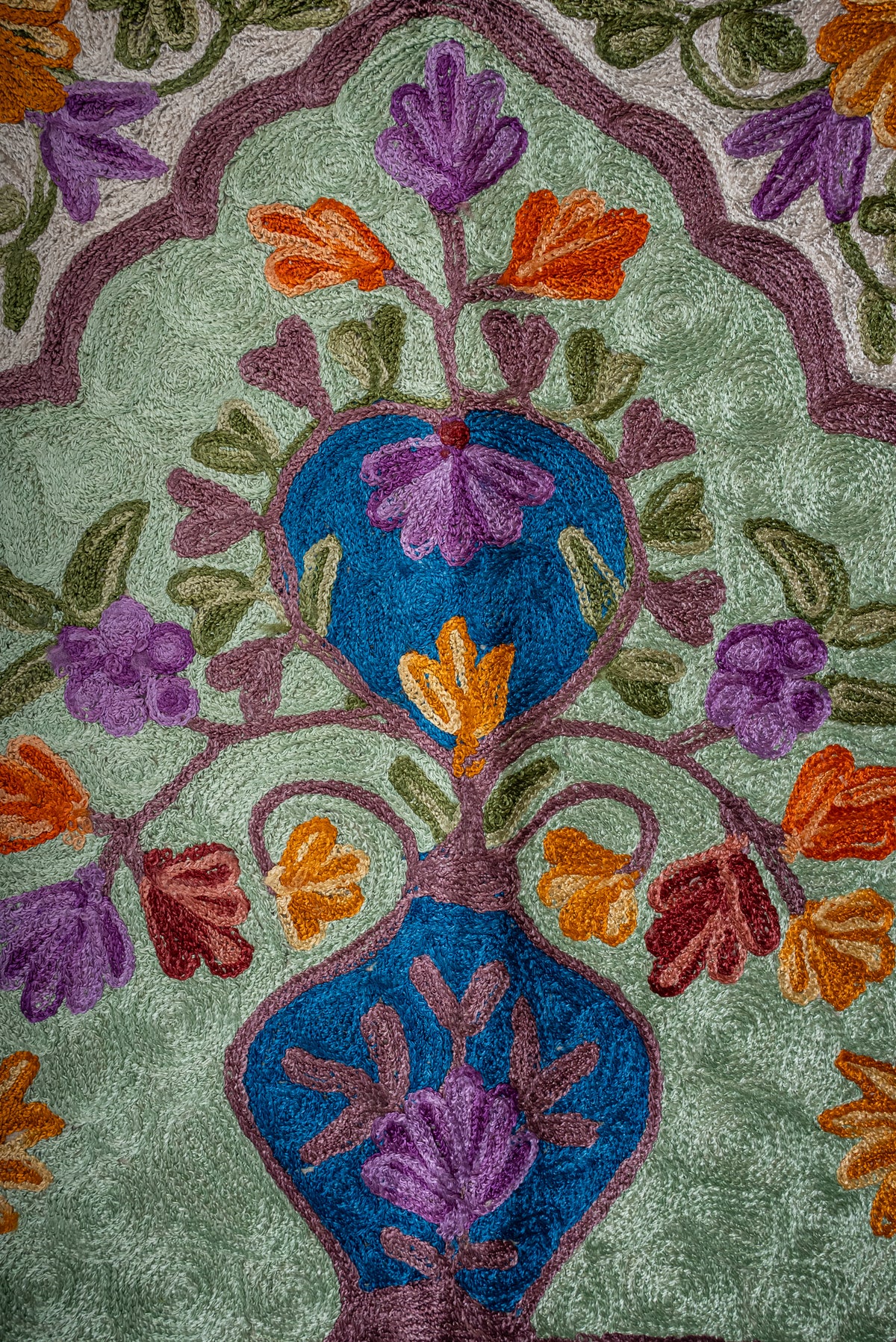 Crimson Arch Sanctuary: Hand Embroidered Jainimaz (Prayer Mat)