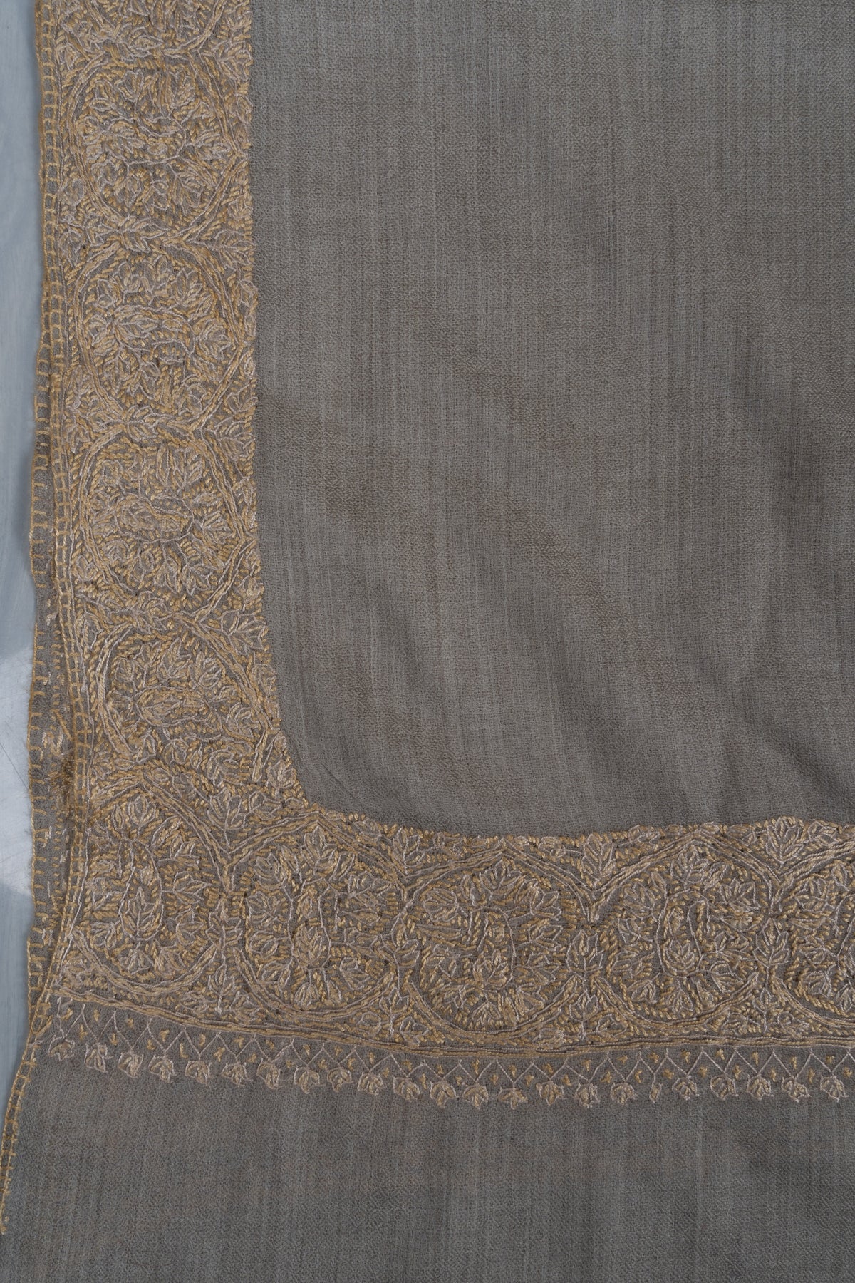 Silver Sand Classic: Merino wool 2.5 Yards Sozni Hand Embroidered