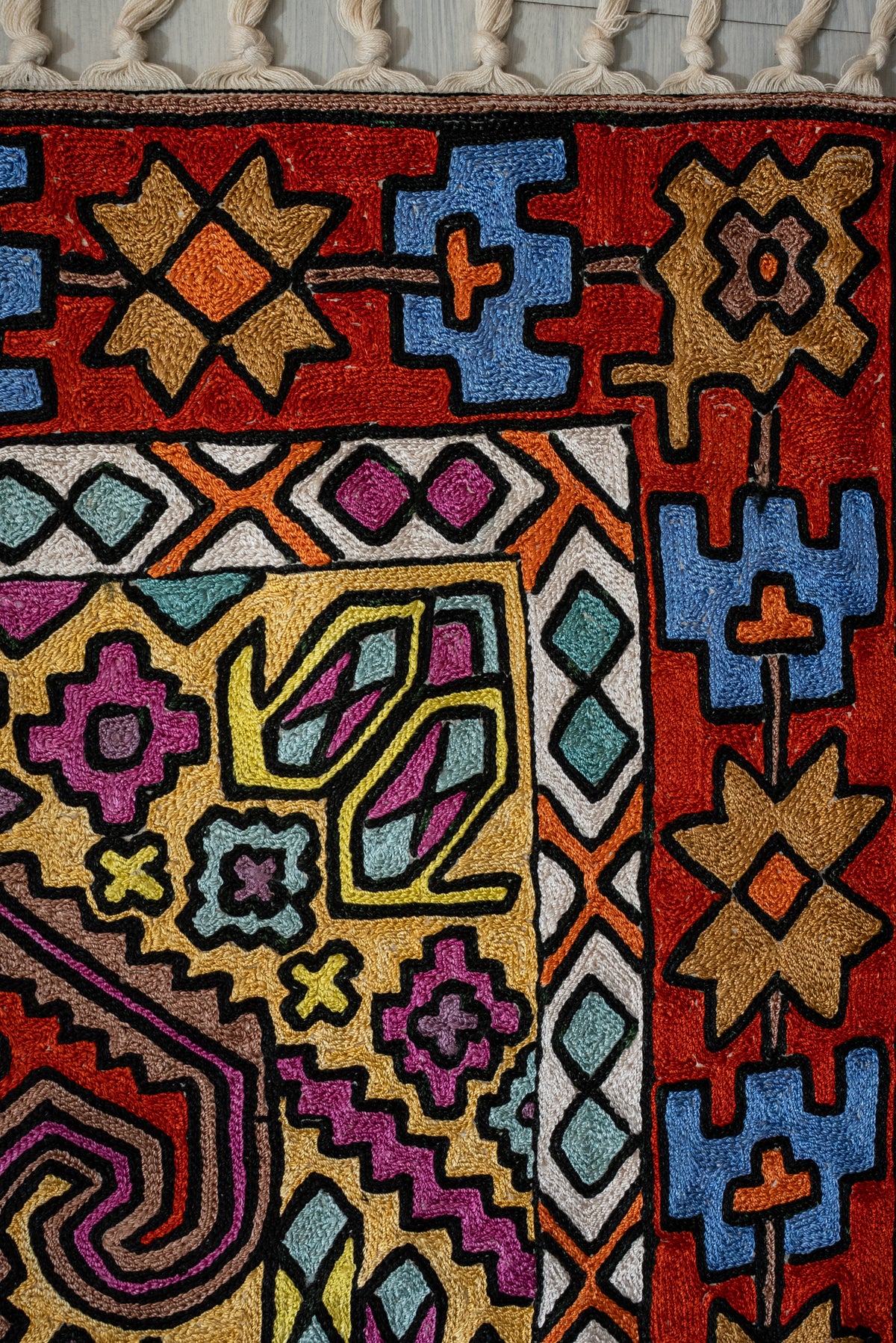 Heritage Mosaic Radiance: Hand Embroidered Jainimaz (Prayer Mat)